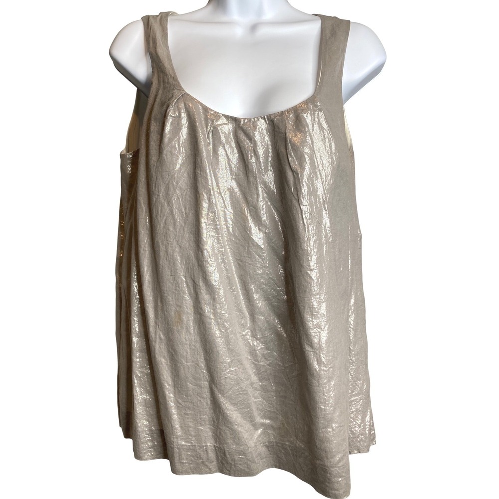 J. CREW Womens Silver Beige Metallic Cotton Tank Top 4 Cocktail Layer Shimmer